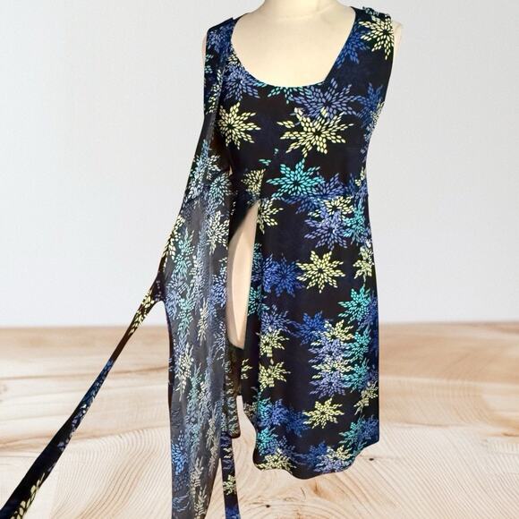 Japanese Weekend Maternity or Nursing Wrap Midi Dress Sz S Black Multi Print - Picture 5 of 8